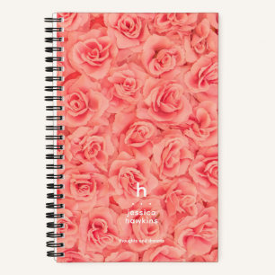 Carnet Faisceau de rose rose tendance Monogramme moderne