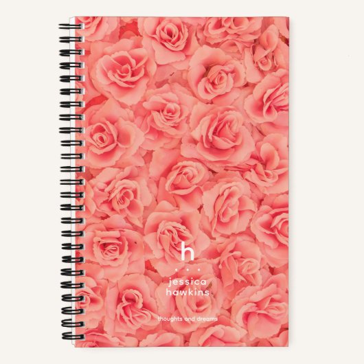 Carnet Faisceau de rose rose tendance Monogramme moderne (Recto)