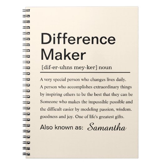 Carnet Faiseur de différence personnalisé (Devant)