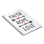 Carnet Faith Hope Love Boho Christian Arrow Red Heart (Côté Droit)