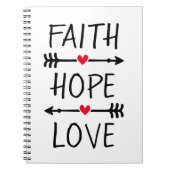 Carnet Faith Hope Love Boho Christian Arrow Red Heart (Devant)