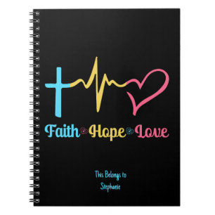 Carnet Faith Hope Love Hearts