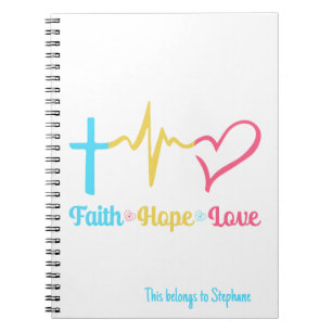 Carnet Faith Hope Love Hearts