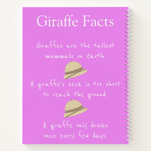 Carnet Faits de la girafe violette (Dos)