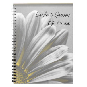 Carnet Faits saillants floraux jaunes et gris Mariage