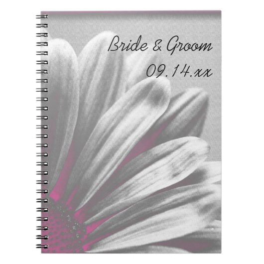 Carnet Faits saillants floraux rose et gris Mariage (Devant)