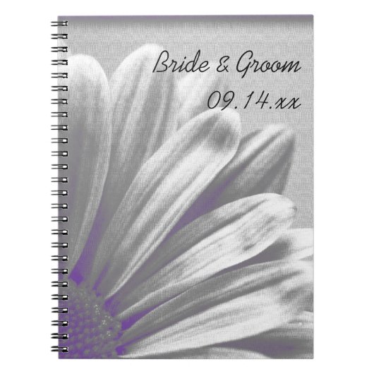 Carnet Faits saillants floraux violet et gris Mariage (Devant)