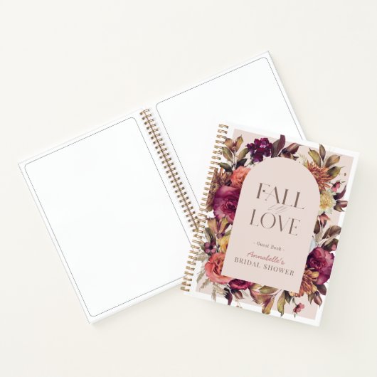 Carnet Fall in Love Wreath Pink Bridal Shower Guest Book (Intérieur)
