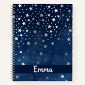 Carnet Falling Silver Stars Celestial Personnalisé Bullet (Devant)