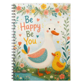 Carnet Famille de canards mignons, soyez heureux, soyez v
