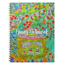 "Famille de chat fantaisiste et jardin enchanté