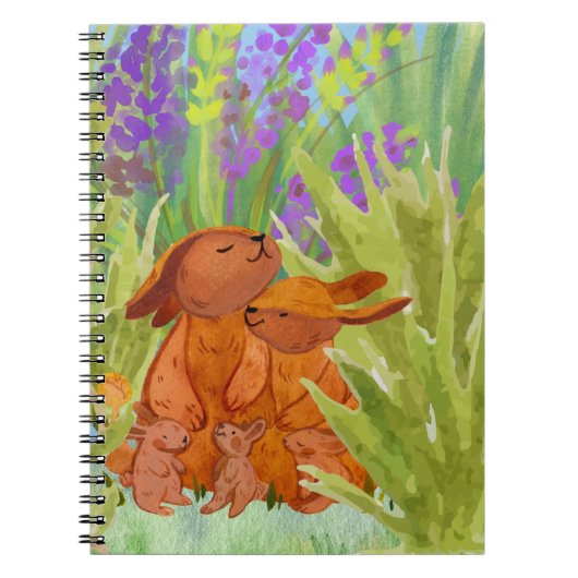 Carnet Famille de lapins mignons dans la nature (Devant)
