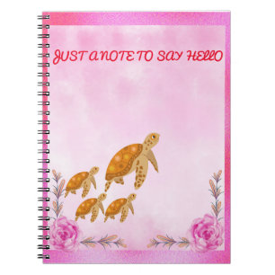Carnet Famille de Tortues Rose Aquarelle Rentrée Scolaire