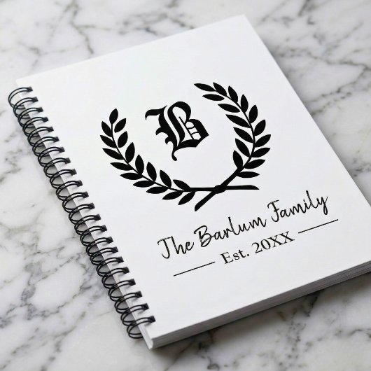 Carnet Famille Monogramme Couronne de Laurier