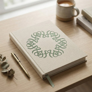 Carnet Famille Monogramme Floral Vert Sauge Élégant