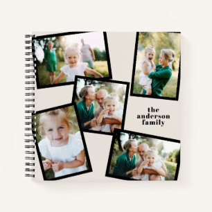 Carnet Famille multi photo noir et crème moderne simple
