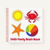 Carnet Family Beach House Crab Starfish Beach Sun (Devant)