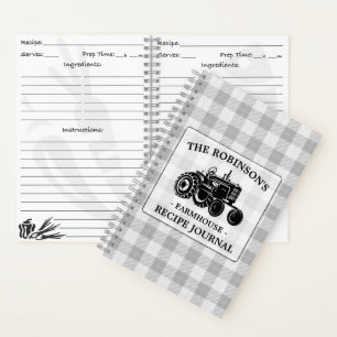 Carnet Family Farmhouse Tractor White Plaid Recette