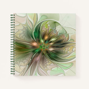 Carnet Fantaisie Abstraite Moderne Fleur Fractale Colorée
