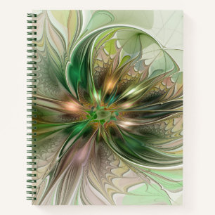 Carnet Fantaisie Abstraite Moderne Fleur Fractale Colorée