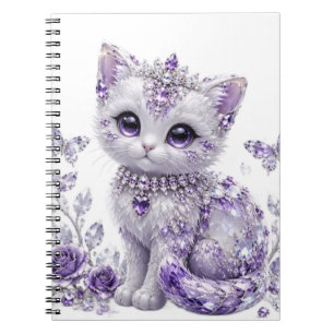 Carnet Fantaisie de chaton paré de pourpre royale