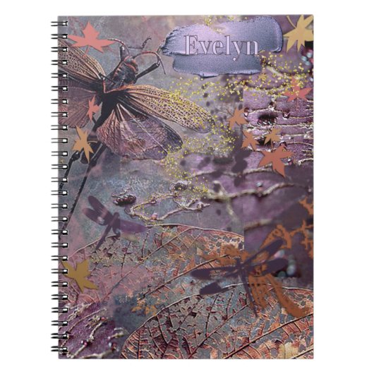 Carnet Fantaisie de collage violet automnal (Devant)
