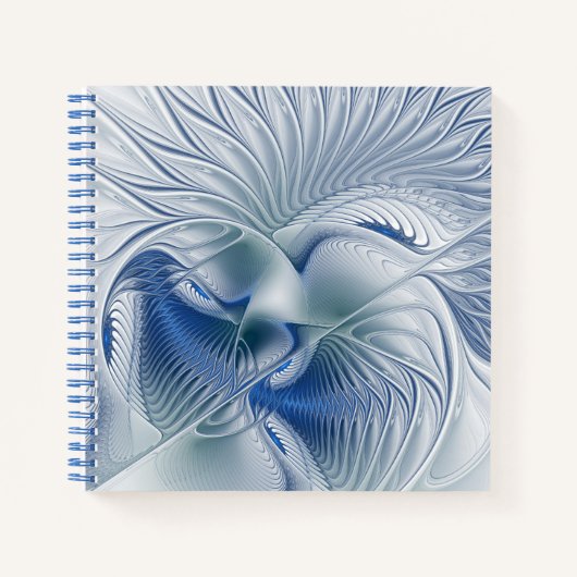 Carnet Fantaisie dynamique Abstrait Tons bleus Art fracta (Devant)