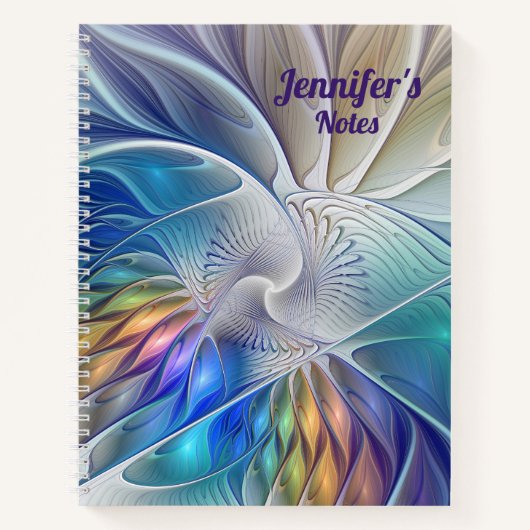 Carnet Fantasie Florale, Nom de Fleur d'Art Fractal Abstr (Devant)