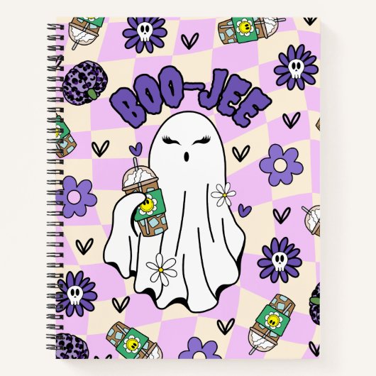 Carnet Fantôme d'Halloween Boo-Jee avec café glacé (Devant)