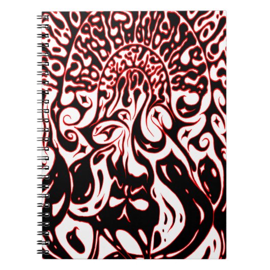 Carnet Fantôme psychédélique - noir blanc et rouge (Devant)