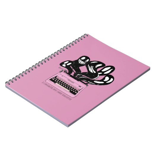 Carnet Fantômes dans une machine à écrire rose (Côté gauche)