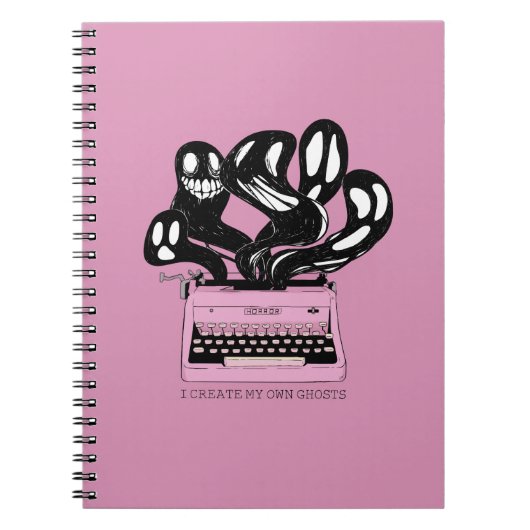 Carnet Fantômes dans une machine à écrire rose (Devant)