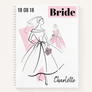 Carnet Fashion Bride Pink Group Nom de la mariée Date car