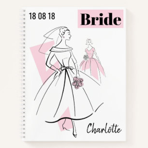 Carnet Fashion Bride Pink Group Nom de la mariée Date mul