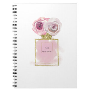 Carnet Fashion Florale Bouteille de parfum Roses roses ro