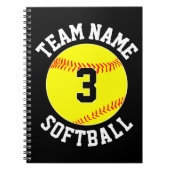Carnet Fastpitball Softball Nom de l'équipe et numéro du  (Devant)