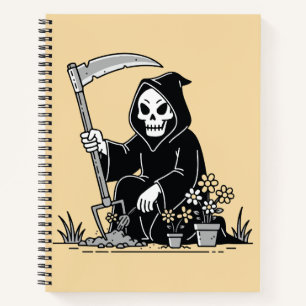 Carnet Faucheuse jardinant des fleurs