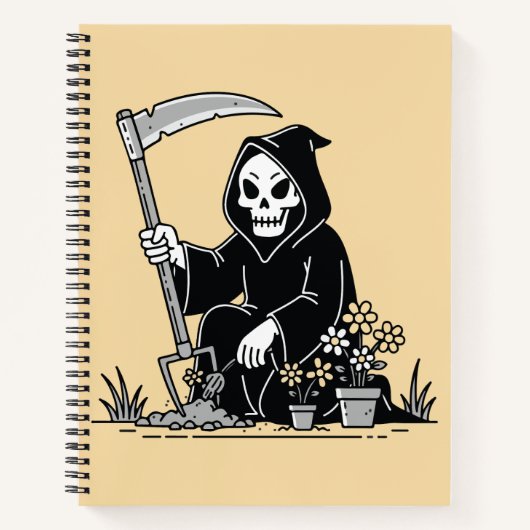 Carnet Faucheuse jardinant des fleurs (Devant)