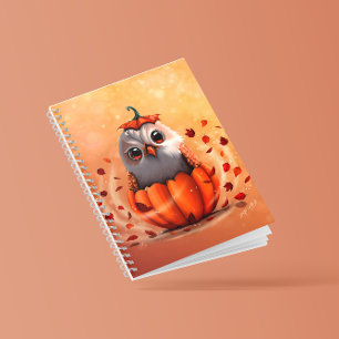 Carnet Faune mignonne d'un hibou : Forêt d'automne