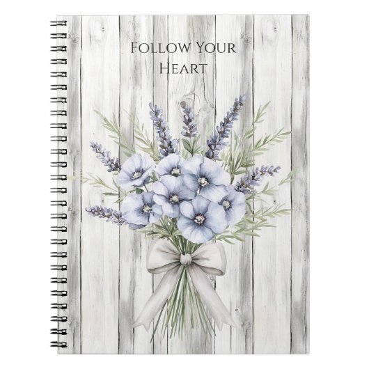 Carnet Fausse Iris Florale Violette en Bois (Devant)