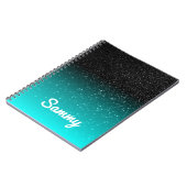 Carnet Faux Black Parties scintillant et Aqua Ombre Perso (Côté gauche)