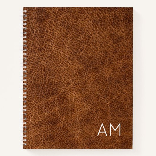Carnet Faux Brown Cuir moderne Deux lettres Monogramme (Devant)