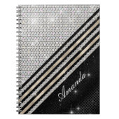 Carnet Faux de cristal argent et noir Personnalisé (Devant)