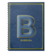 Carnet Faux Denim 3D Brodé Monogramme Lettre B (Devant)