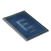 Carnet Faux Denim Bleu 3D Lettre E Monogramme Nom (Côté Droit)