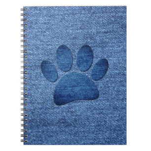 Carnet Faux Denim Jean Empreinte de Patte de Chien