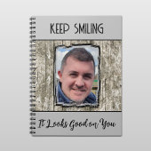 Carnet Faux effet de bois gris garder le sourire photo ar