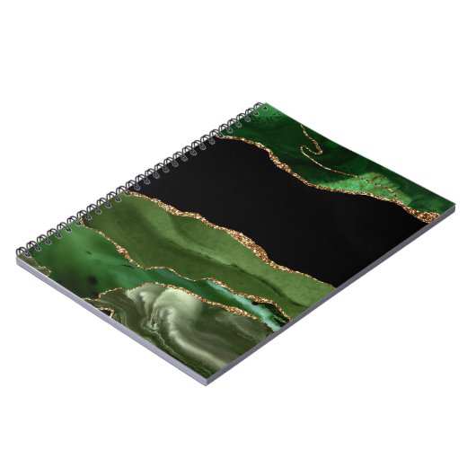 Carnet Faux Emerald Green Marbled Agate (Côté gauche)