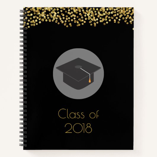Carnet Faux Gold Confetti & Graduation Cap Classe de 20xx (Devant)