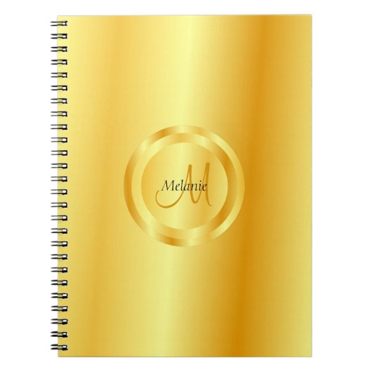 Carnet Faux Gold Elegant Modèle moderne tendance Monogram (Devant)